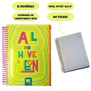 Caderno Universitário A4 160 Folhas Amarelo Bubble Neon Malote Zip Volta as Aulas Espiral Juvenil Ponto Criativo