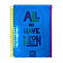 Caderno Universitário A4 160 Folhas Azul Bubble Neon Com Malote Zip Volta as Aulas Espiral Juvenil Ponto Criativo