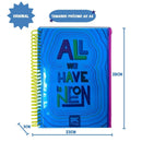 Caderno Universitário A4 160 Folhas Azul Bubble Neon Com Malote Zip Volta as Aulas Espiral Juvenil Ponto Criativo