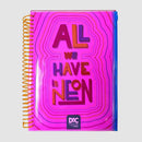 Caderno Universitário A4 160 Folhas Rosa Bubble Neon Com Malote Zip Volta as Aulas Espiral Juvenil Ponto Criativo