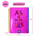 Caderno Universitário A4 160 Folhas Rosa Bubble Neon Com Malote Zip Volta as Aulas Espiral Juvenil Ponto Criativo
