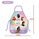Avental PEVA Princesas Disney Infantil Cozinha Arte Pintura Meninas Resistente Ajustável Lavável