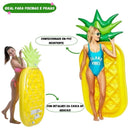Boia Inflável Colchão Formato Abacaxi 190cm x 87cm Adulto Criança Verão Piscina Mar Sol Megalomania