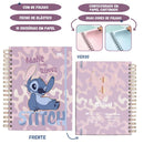 Caderno Smart Mini Stitch A6 80 Folhas Escolar Disney Volta as Aulas Elástico 10 Divisórias