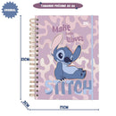 Caderno Smart Mini Stitch A6 80 Folhas Escolar Disney Volta as Aulas Elástico 10 Divisórias