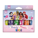 Tinta Guache Bastão 6 Cores Neon Princesas Disney Pintura Desenho Infantil Escolar Arte Pintura DAC Ponto Criativo