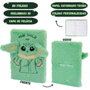 Caderno Anotações Fluffy Baby Yoda Star Wars Colegial 80 Folhas A5 Escolar Mandalorian Organização Ponto Criativo