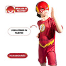 Fantasia Infantil Vermelho Flash Série Máscara Rápido Veloz Festa Carnaval Diversão