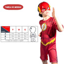 Fantasia Infantil Vermelho Flash Série Máscara Rápido Veloz Festa Carnaval Diversão