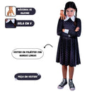 Fantasia Wandinha Halloween Mãozinha Vestido Festa Terror Família Addams