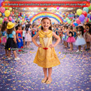 Kit Fantasia Bela Pop Tam P e Espuma Spray Amarelo Festa Carnaval Criança Menina Fera Disney Diversão Bloco Princesa