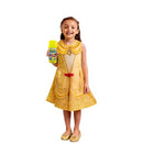 Kit Fantasia Bela Pop Tam G e Espuma Spray Amarelo Festa Carnaval Criança Menina Fera Disney Diversão Bloco Princesa