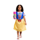 Kit Fantasia Branca de Neve Tam P e Espuma Spray Pink Carnaval Festa Infantil Menina Diversão Colorida Princesa Disney