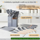 Kit de Utensílios de Cozinha Culinária Cinza Espátula Colher Ke Home