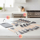 Kit de Utensílios de Cozinha Culinária Cinza Espátula Colher Ke Home