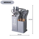 Kit de Utensílios de Cozinha Culinária Cinza Espátula Colher Ke Home