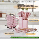 Kit de Utensílios de Cozinha Culinária Rosa Espátula Colher Ke Home