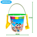 Balde de Praia Infantil Desenho José Totoy Kit Pá Peneira Formas Rastel Areia Sol Mar Piscina Parque
