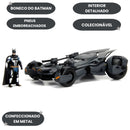 Brinquedo Carro Batomobile e Batman Justice League Dc Comics Jada Colecionável Metal Die Cast