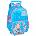 Mochila de Carrinho Alice no País das Maravilhas Rodinhas Infantil Escolar Menina Disney Desenho