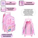 Mochila de Carrinho Alice no País das Maravilhas Rodinhas Infantil Escolar Menina Disney Desenho