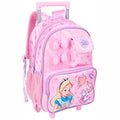 Mochila de Carrinho Alice no País das Maravilhas Rodinhas Infantil Escolar Menina Disney Desenho