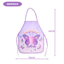 Avental Infantil Boboleta Roxo PEVA Escolar Pintura Ajustável Lavável Arte Criança Menina Resistente