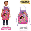 Avental PEVA Dora Aventureira Infantil Menina Escola Pintura Arte Cozinha Resistente Kids Lavável