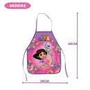 Avental PEVA Dora Aventureira Infantil Menina Escola Pintura Arte Cozinha Resistente Kids Lavável