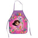 Kit Pasta Escolar Infantil Com Alça e Avental PEVA Dora Aventureira Menina Resistente Arte Criativo