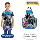 Avental PVC Liga Da Justiça DC Comics Infantil Escolar Arte Pintura Cozinha Resistente Presente