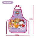 Avental PVC Patrulha Canina Infantil Rosa Escolar Menina Cozinha Pintura Arte Resistente Divertido Kids