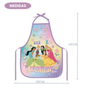 Avental Infantil Princesa Disney Meninas PVC Pintura Arte Escolar Diversão Colorido Ajustável