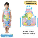 Avental Infantil PVC Stitch Disney Unissex Pintura Arte Escolar lavável Ajustável Criança Durável