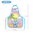 Kit Pasta Escolar Infantil Com Alça E Avental PVC Stitch Volta As Aulas Arte Criativo Meninas Aulas