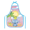 Kit Pasta Escolar Infantil Com Alça E Avental PVC Stitch Volta As Aulas Arte Criativo Meninas Aulas