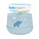 Babador em Silicone Pega Migalhas Azul Alimentação Bebê Mamãe Buba