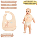 Babador em Silicone Pega Migalhas Bege Alimentação Bebê Mamãe Buba