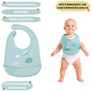 Babador em Silicone Pega Migalhas Verde Alimentação Bebê Mamãe Buba