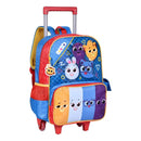 Mochila Infantil Escolar com Rodinhas Creche Menino Menina Kids Bolofofos Oficial 16'' Azul e Vermelho - Clio