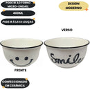 Bowl de Cerâmica Smile 400ml Cozinha Cereal Resistente Elagante Sobremesa Durável Moderno Estampado