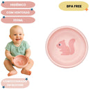 Bowl Silicone Rosa Ventosa Cloudy Bebê Infantil Introdução Alimentar Mamãe BPA Free Maternidade