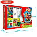 Box De Atividades Cartoon Power Players Jogo Brinquedo Pintar Giz de Cera Brincadeira Criança Ponto Criativo