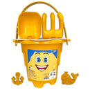 Balde de Praia Infantil Amarelo Alegria Animadamente Crianças Sol Areia Piscina Mar Diversão Kit Pá