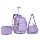 Kit Mochila de Carrinho Bolsa Mala Lancheira Térmica Duas Alças Estojo Box Feminino Juvenil Escolar Roxo Rebecca Bonbon Clio Megalomania