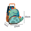 Mochila De Carrinho Mala Bolsa Dinossauro Escolar Aulas Creche Infantil Menino Clio Megalomania