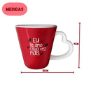 Caneca Frase Eu Te Amo Cada Vez Mais Alça Coração 330ml Porcelana Café Chá Presente Namorada Esposa