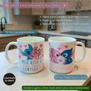 Caneca Porcelana Stitch Angel Casal Fofo Disney Desenho 300ml Resistente Café Chá Presente Namorados