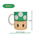 Caneca Cerâmica 350ML Cogumelo Verde Super Mario Presente Game Chá Café Leite Nintendo Resistente Megalomania