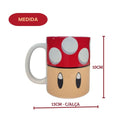 Caneca Cerâmica 350ML Cogumelo Vermelho Super Mario Presente Game Chá Café Leite Megalomania